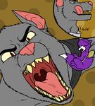  bulge canine cherry-kyun claws english_text fangs fox fur goatyenabutts grey_fur gulp macro mammal mawshot micro mouth_shot purple_fur rat red_eyes rodent sharp_teeth size_difference swallowing teeth text that_kei_guy throat tongue tongue_out vore 