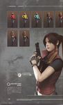  alternate_costume claire_redfield concept_art denim denim_jacket gun jeans official_art pants ponytail popped_collar raincoat resident_evil ripped_jeans scarf variations weapon 