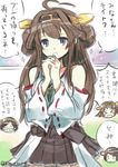  &gt;_&lt; 4girls :d ahoge bare_shoulders blush_stickers closed_eyes glasses hairband hands_clasped haruna_(kantai_collection) hiei_(kantai_collection) kantai_collection kirishima_(kantai_collection) kongou_(kantai_collection) kurono_tokage long_hair multiple_girls nontraditional_miko open_mouth own_hands_together purple_eyes short_hair skirt smile sparkle translation_request xd 