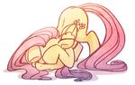  ass_up bent_over buttercupbabyppg cutie_mark equine eyes_closed female fluttershy_(mlp) friendship_is_magic hair mammal my_little_pony pegasus pink_hair plain_background scared solo white_background wings 