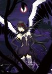  akemi_homura akuma_homura argyle argyle_legwear bare_shoulders black_gloves black_hair black_wings bow catathena choker dated dress elbow_gloves feathered_wings full_moon gloves hair_bow highres long_hair looking_at_viewer mahou_shoujo_madoka_magica mahou_shoujo_madoka_magica_movie moon night purple_eyes red_moon signature solo spoilers star_(sky) thighhighs wading water wings zettai_ryouiki 