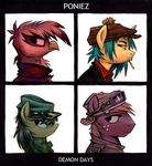  avian big_macintosh_(mlp) black_hair blonde_hair blue_hair clothing earth_pony equine eyewear female freckles friendship_is_magic gilda_(mlp) goggles gorillaz group gryphon hair hat horn horse male mammal my_little_pony octavia_(mlp) parody pony sophiecabra tess_garman unicorn vinyl_scratch_(mlp) 