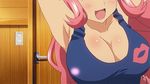  1girl animated animated_gif bouncing_breasts breasts celia_ootsuka cleavage genderswap heart large_breasts long_hair maken-ki! open_mouth pink_hair solo tank_top 