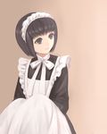  apron bad_id bad_pixiv_id black_eyes black_hair bob_cut bow bowtie brown_background light_smile looking_away maid maid_headdress shirley_(manga) shirley_medison short_hair simple_background solo zek_(zecola) 