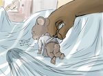  bear big_penis bottomless bulge celestine clothing cub cum erection ernest ernest_and_c&#233;lestine ernest_and_c&eacute;lestine female male mammal mouse penis precum pussy rodent sheets size_difference tenting torinsangel wet young 