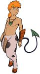  anthro big_butt big_penis bracer butt chubby cute fur garuu_(artist) hair humanoid_penis looking_away male necklace nude orange_hair penis pie_(character) plain_background smile solo spade_tail tan uncut 