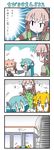  &gt;_&lt; 4koma :d =d ahoge akita_neru blonde_hair cat check_translation chibi_miku closed_eyes comic commentary crossover drill_hair gloom_(expression) green_hair hair_ornament hatsune_miku headphones holding kasane_teto long_hair megurine_luka minami_(colorful_palette) multiple_girls open_mouth red_hair smile stuffed_animal stuffed_toy teddy_bear translated translation_request twin_drills twintails utau vocaloid xd |_| 