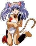 90s animal_costume animal_ears blue_hair cat_costume cat_ears gotou_keiji hoshino_ruri kidou_senkan_nadesico solo tail tail_raised twintails 
