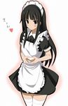  akiyama_mio alternate_costume black_eyes black_hair blush enmaided heart heart_hands k-on! kawabata_mizuki long_hair maid maid_headdress moe_moe_kyun! solo thighhighs 