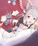  1boy 2girls absurdres admiral_(kantai_collection) amatsukaze_(kantai_collection) black_panties blush breasts brown_eyes cum cum_in_clothes cum_through_clothes dress dress_lift flying_sweatdrops frottage full-face_blush garter_straps gloves hair_tubes hair_tubes_removed handjob hetero highres kantai_collection long_hair male_pubic_hair military military_uniform multiple_girls naval_uniform nipples ohland open_mouth panties panty_on_penis pantyjob paper penis pubic_hair pussy_juice red_legwear rensouhou-chan rensouhou-kun sailor_dress saliva shimakaze_(kantai_collection) silver_hair small_breasts smile solo_focus spoken_exclamation_mark striped striped_legwear thigh_straddling thighhighs tongue tongue_out trembling two_side_up underwear uniform 