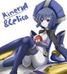  1girl android arc_system_works bin1998 blazblue blazblue:_chronophantasma celica_a_mercury chibi minerva_(blazblue) minigirl open_mouth ponytail red_eyes red_hair robot sitting smile 