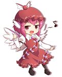  :d commentary feathered_wings full_body hat highres looking_at_viewer musical_note mystia_lorelei open_mouth pink_eyes pink_hair short_hair simple_background smile solo touhou white_background wings wool_(miwol) 