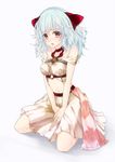  blue_hair blush dress felice_qaddaf highres looking_at_viewer md5_mismatch midriff navel open_mouth original red_eyes solo 