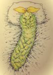  blush bubobubo210 caterpillar cute insect looking_at_viewer lying on_back pillow sheets solo traditional_media 