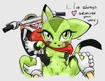  blush breasts carol cat disembodied_hand duo english_text fangs feline female first_person_view freedom_planet gloves green_eyes looking_at_viewer mammal motorcycle pussy solo_focus sweat text unknown_artist 