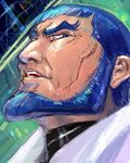  blue_eyes blue_hair densetsu_kyojin_ideon doba_ajiba facial_hair male male_focus solo ukatsu_juuzou 