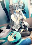  bad_id bad_pixiv_id bed crayon hatsune_miku highres long_hair necktie oniyama831 poster_(object) solo twintails vocaloid 