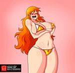  animated animated_gif bikini blush bouncing_breasts breast_expansion breasts bursting_breasts gigantic_breasts long_hair nami nami_(one_piece) nipples one_piece orange_hair swimsuit wince witchking00 