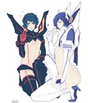  ass blue_hair cosplay crossdressing garma_zabi gundam junketsu kamille_bidan kill_la_kill kiryuuin_satsuki kiryuuin_satsuki_(cosplay) matoi_ryuuko matoi_ryuuko_(cosplay) mobile_suit_gundam multiple_boys parody purple_hair revealing_clothes senketsu snj v zeta_gundam 