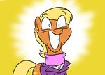  big_smile blonde_hair blue_eyes clothing cutie_mark earth_pony equine female friendship_is_magic gold hair horse mammal ms_harshwhinny_(mlp) ms_hashwhinny_(mlp) my_little_pony mysteryfanboy718 piercing pony portrait scarf smile solo 