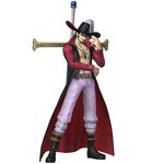  1boy 3d belt boots dracule_mihawk full_body hand_on_hat hand_on_headwear hat hat_feather lining male male_focus official_art one_piece one_piece:_pirate_warriors open_clothes open_shirt shichibukai shirt simple_background solo standing sword swordsman weapon 