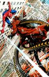  battle building doctor_octopus duel long_coat marvel multiple_boys murata_yuusuke new_york official_art silk skyscraper spider-man spider-man_(series) spider_web 