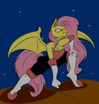  anthro anthrofied bat_wings boots breasts cleavage clothed clothing corset costume elbow_gloves equine fangs female flutterbat_(mlp) fluttershy_(mlp) friendship_is_magic gloves hair heels high_heels mammal messy_hair my_little_pony mysteryfanboy718 night outside pegasus pink_hair red_eyes rogue rouge_the_bat sega sky solo sonic_(series) stars wings 