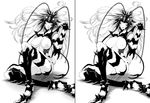  :p breasts caw=zoo claws greyscale highres horn insect_girl insect_wings large_breasts long_hair messy_hair monochrome monster_girl mosquito_girl mosquito_musume nipples no_hands one-punch_man personification sitting smile solo spikes tongue tongue_out wings 