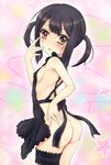  apron ass black_hair blush breasts fate/kaleid_liner_prisma_illya fate_(series) kishimen leg_garter looking_at_viewer miyu_edelfelt naked_apron small_breasts solo twintails 