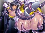  1girl black_hair breasts censored game_cg huge_breasts ma_wo_haramu_buki pichipichi_garou_r pussy tentacle 