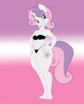  anthro anthrofied bra cleavage clothed clothing cutie_mark equine female friendship_is_magic green_hair hair hands_on_hips horn mammal my_little_pony mysteryfanboy718 navel panties purple_hair smile solo standing sweetie_belle_(mlp) thong two_tone_hair underwear unicorn 