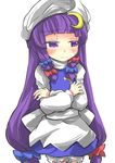  blush cosplay crescent gaoo_(frpjx283) hat highres letty_whiterock letty_whiterock_(cosplay) long_hair patchouli_knowledge purple_eyes purple_hair solo touhou 