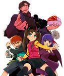  2girls brown_hair capsule_servant child emiya_shirou fate/stay_night fate/zero fate_(series) food ido_(nothing679) kotomine_kirei mapo_doufu matou_sakura multiple_boys multiple_girls purple_hair red_hair toosaka_rin younger 