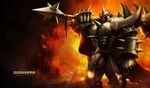  armor demon glowing grasp knight league_of_legends looking_at_viewer male manly mmoboys_(artist) mordekaiser penis solo spikes standing video_games weapon 