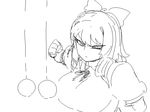  animated animated_gif ball bow breaking breasts cirno greyscale hair_bow huge_breasts long_hair monochrome older punching sexually_suggestive sketch solo space_jin touhou 