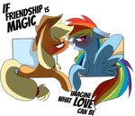  applejack_(mlp) blush cowboy_hat equine female friendship_is_magic hat horse lesbian mammal my_little_pony pegasus pony rainbow_dash_(mlp) smile wing_boner wings 