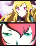  animal anime_coloring aqua_eyes blonde_hair close-up demon_girl demon_horns demon_wings earrings halterneck heart heart_earrings horns jewelry letterboxed lilith_(p&amp;d) multiple_girls pink_hair pointy_ears puzzle_&amp;_dragons red_hair rhine smile snake tiara venus_(p&amp;d) wings 