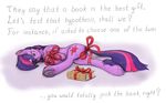 absurd_res book bound bow cutie_mark english_text equine female feral friendship_is_magic fur gift hair hi_res horn horse lying mammal multi-colored_hair my_little_pony on_side pony purple_eyes purple_fur ribbons sean_mirrsen solo text twilight_sparkle_(mlp) unicorn 