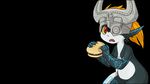  burger chubby female food imp looking_at_viewer midna red_eyes solo the_legend_of_zelda twilight_princess unknown_artist video_games yellow_sclera 