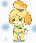  bad_id bad_pixiv_id bell bikini blush blush_stickers dog doubutsu_no_mori green_eyes plump shizue_(doubutsu_no_mori) solo swimsuit tail togeshiro_azami underwear 