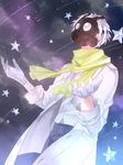  clear_(dramatical_murder) dramatical_murder gas_mask gloves highres male_focus me_yoru scarf shooting_star solo star star_(sky) white_hair 