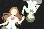  bad_id bad_pixiv_id brown_hair closed_eyes green_eyes green_hair hair_ornament hairclip inazuma_eleven inazuma_eleven_(series) kino_aki long_hair multiple_girls no_pupils parted_lips pleated_skirt raimon raimon_natsumi raimon_school_uniform rotational_symmetry school_uniform short_hair skirt tomo_(sjim) 