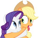  2014 absurd_res alpha_channel applejack_(mlp) blonde_hair blue_eyes duo equine eye_contact female feral freckles friendship_is_magic fur green_eyes hair hi_res horn horse magister39 mammal my_little_pony orange_fur plain_background pony purple_hair rarity_(mlp) tongue tongue_out transparent_background unicorn white_fur 