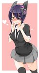  arms_up black_hair black_legwear blush breasts checkered checkered_neckwear eyepatch hand_on_own_cheek hand_on_own_chest headgear highres kantai_collection looking_at_viewer medium_breasts necktie nose_blush short_hair skirt solo tearing_up tears tenryuu_(kantai_collection) thighhighs yellow_eyes yukina_(masyumaro610) zettai_ryouiki 