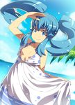 blue_eyes blue_hair breasts center_opening cleavage cure_princess dress happinesscharge_precure! long_hair looking_at_viewer magical_girl precure shirayuki_hime small_breasts smile solo tasaka_shinnosuke twintails 