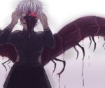  blood bug centipede heterochromia insect kagune_(tokyo_ghoul) kaneki_ken male_focus mask mismatched_sclera open_mouth red_eyes solo spoilers tokyo_ghoul white_eyes white_hair 