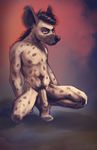  anthro balls black_nose hair humanoid_penis hyena male mammal navel penis pubes solo spots tacklebox uncut 