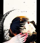  bad_id bad_pixiv_id black_hair black_sclera blood blood_on_face hand_on_another's_face heterochromia kaneki_ken mismatched_sclera open_mouth out_of_frame red_eyes solo_focus tokyo_ghoul translated yellow_eyes 