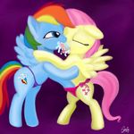  2014 blue_fur clothing cutie_mark duo equine female feral fluttershy_(mlp) friendship_is_magic fur hair horse long_hair mammal multi-colored_hair my_little_pony open_mouth panties pegasus pink_hair pony purple_eyes rainbow_dash_(mlp) rainbow_hair rainbow_tail smile stefy tongue tongue_out underwear wings 