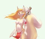  2014 absurd_res anthro breasts canine female hi_res loincloth mammal nipples pussy solo weapon xepxyu 
